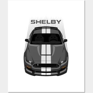 Ford Mustang Shelby GT350 2015 - 2020 - Magnetic Grey - White Stripes Posters and Art